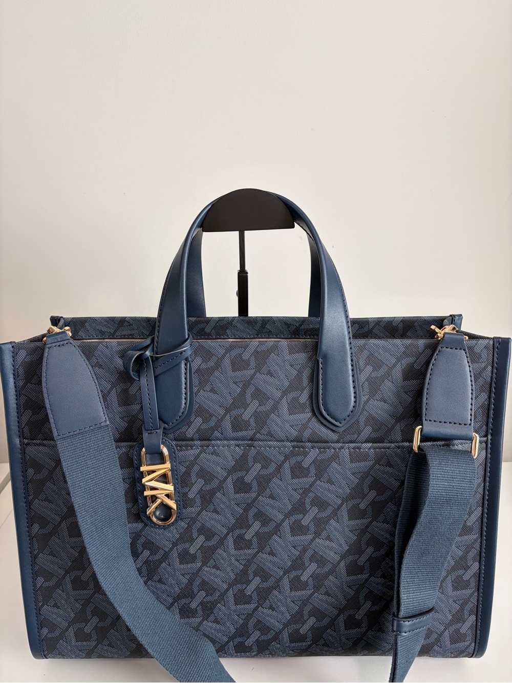 Michael Kors Blue Signature Logo Tote with Gold Hardware